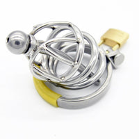 Cage de chasteté métal avec plug urétral pour pénis de 4 à 8 cm
