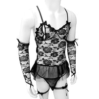 Set Lingerie Pour Sissy Roses épineuses